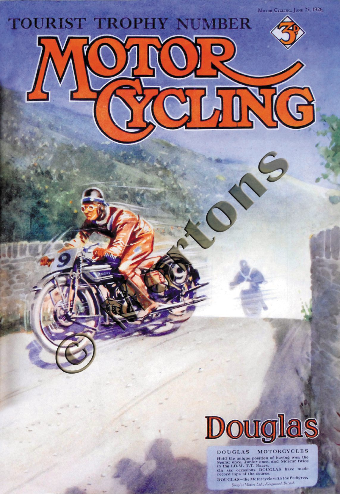 Motor Cycling Magazine Cover TT 23 June 1926 - A3 Poster / Print