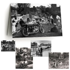 4x Greetings Cards: Scenic 20th Centry Motorcycle Photographs.